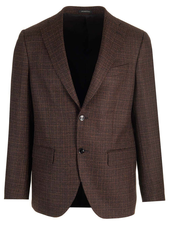 Wool Melange Blazer Jackets Brown