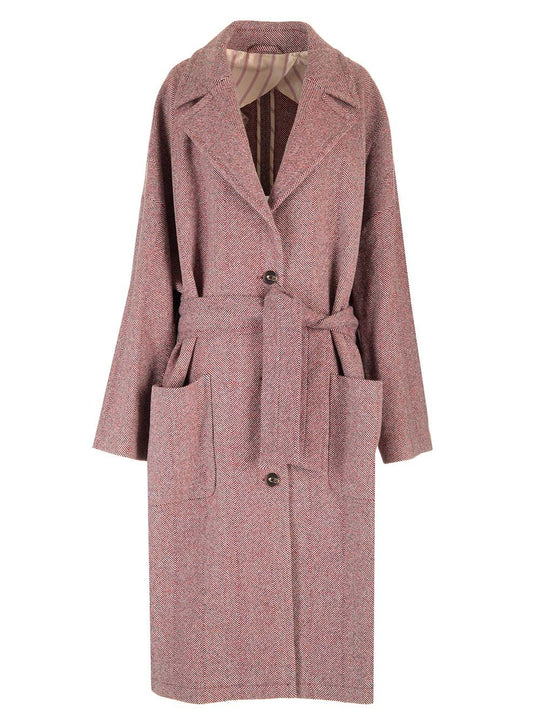 Chevron Wool Coat Coats Bordeaux