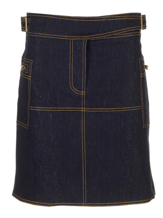 Stretch Denim Skirt Skirts Blue