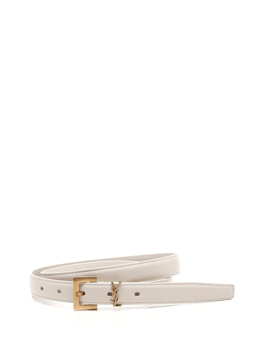 Ysl Logo Belt Belts White