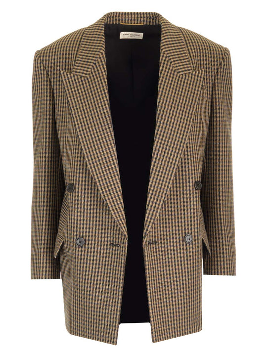 Brown Wool Blazer Jackets Beige
