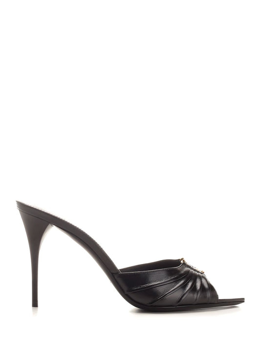 Gippy 90 Lex Sandal Black With Ysl Cassandra Logo Sandals Black