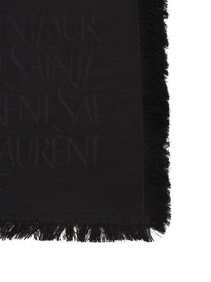 Saint Laurent Monogram Ysl Jacquard Scarf Scarves And Foulards - Black | b1f4b739aa0525de1ccdc7d4544c36a1f1e89a6f