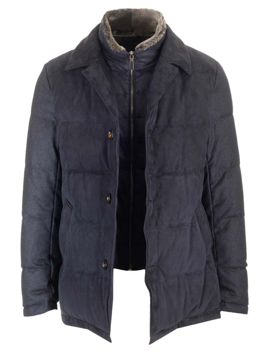 Leather And Wool Jacket Jackets Blue
