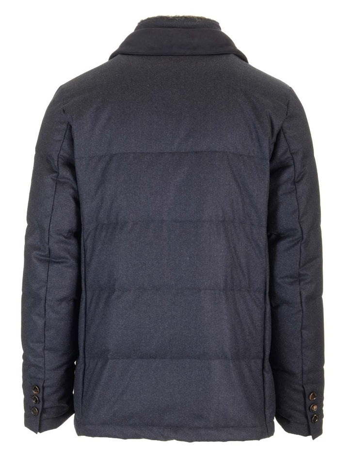 Al Duca D'Aosta Leather And Wool Jacket Jackets - Blue | cd6e05540fbb0f5a70290cbdc538441ba93633fb