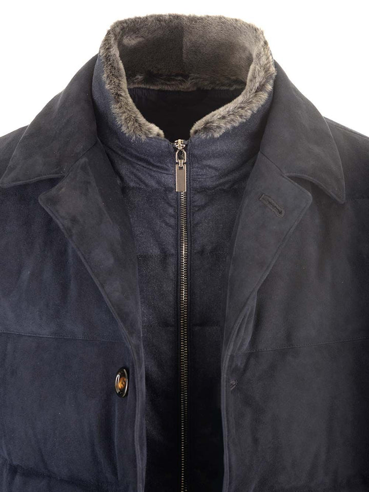Al Duca D'Aosta Leather And Wool Jacket Jackets - Blue | d99284c6314fea62a8fcae548f1cdd85747c536e