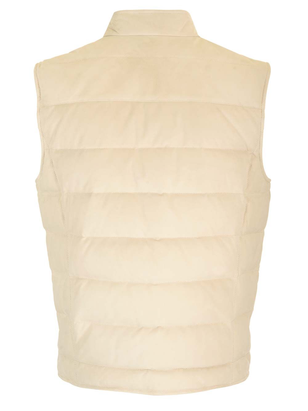 Al Duca D'Aosta Suede Padded Vest Jackets - White | 20df78aceecb2b7525a4372ce5ee74e702c8016b
