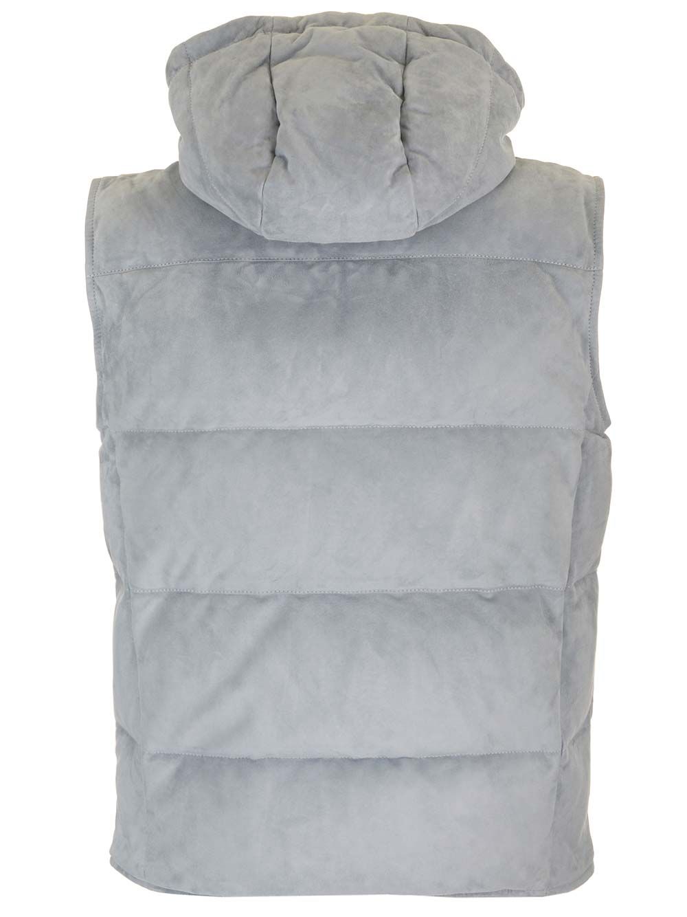 Al Duca D'Aosta Suede Hooded Vest Jackets - Grey | 62fa869e2fab33dd6cba205d86f7a906b395e2ee