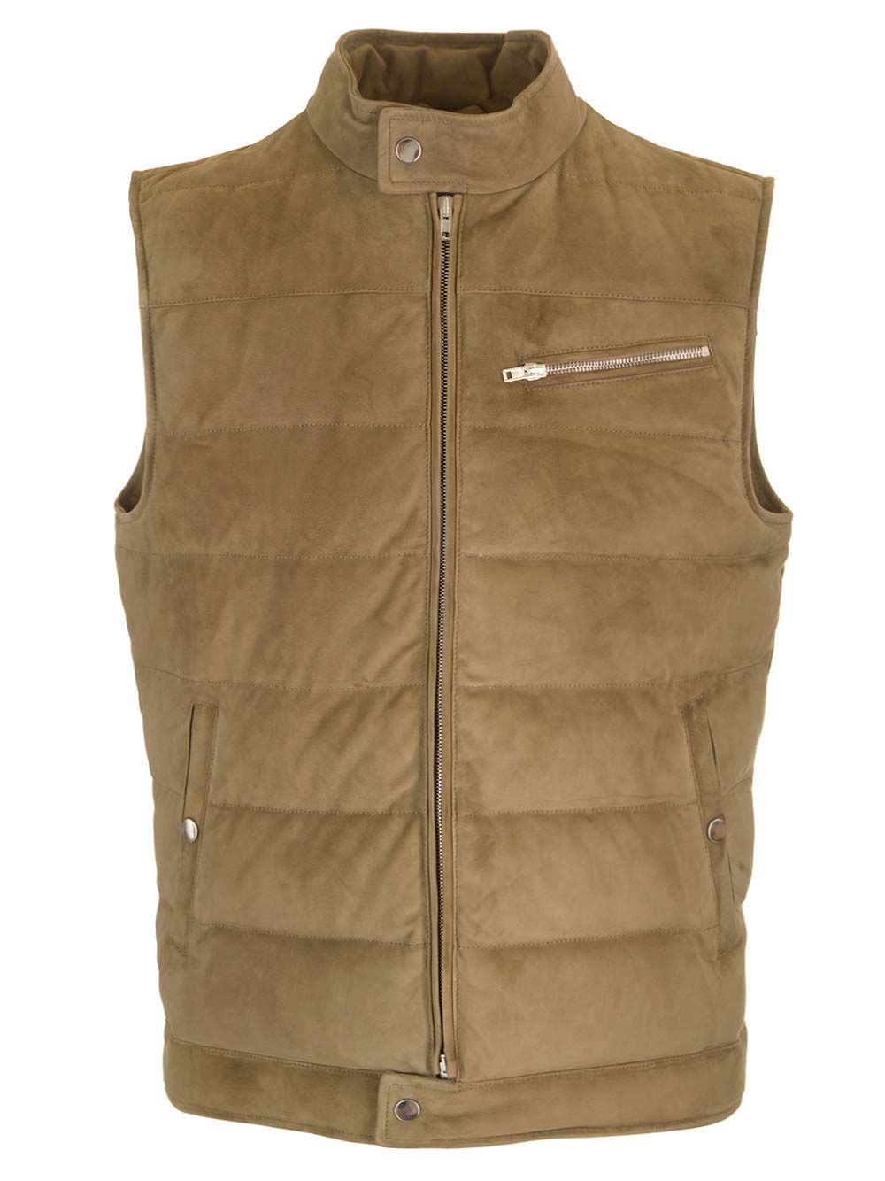 Al Duca D'Aosta Suede Padded Vest Jackets - Green | 3167337cac2e6ed8002ce1db05733a7c8f74597c
