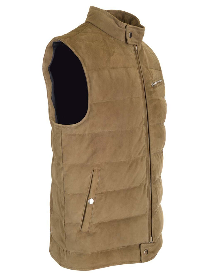 Al Duca D'Aosta Suede Padded Vest Jackets - Green | 7386c60b270407f87687a9cf1645b264431bbb33