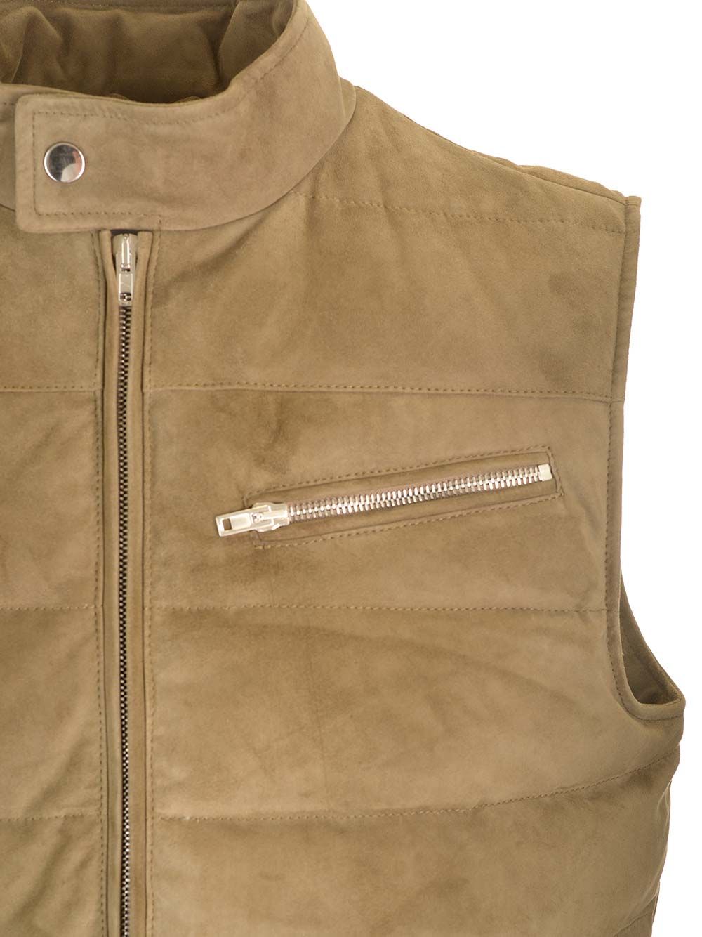 Al Duca D'Aosta Suede Padded Vest Jackets - Green | 13b620fe50abc91a6e6f941a39691261c57fe89e