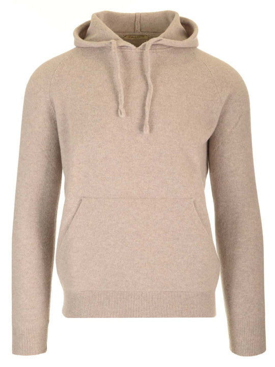 Wool Sweater With Hood Knitwear Beige