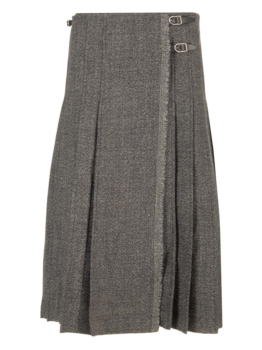 Durazzi Milano Pleated Midi Kilt Skirt Melange Black Skirts - Grey | 1e9eebbf78dd8bdb4b5254ad1a54f0b4e38ba0ca