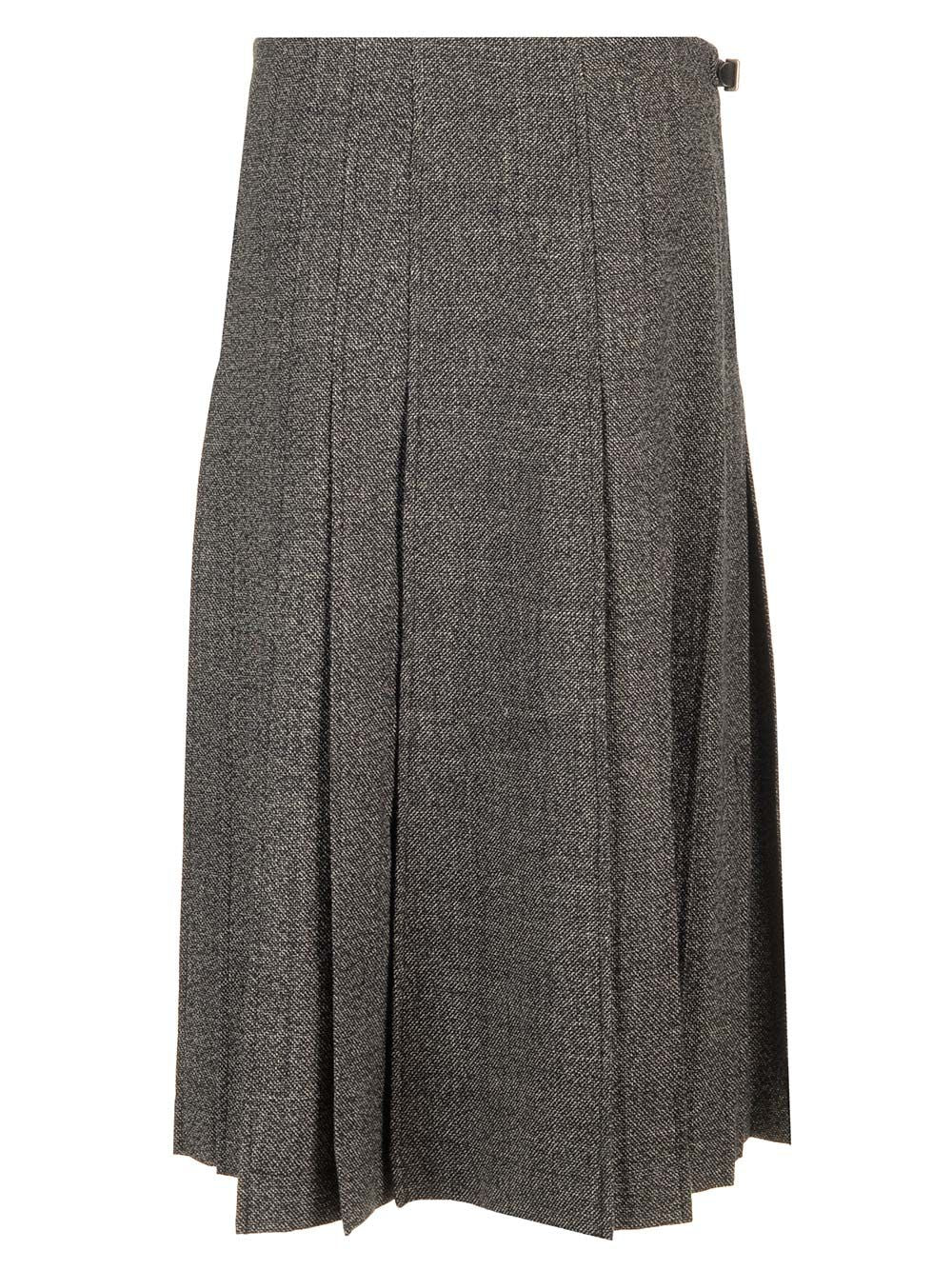Durazzi Milano Pleated Midi Kilt Skirt Melange Black Skirts - Grey | 53352285b07493edc568186dc662a8912b93d7b0