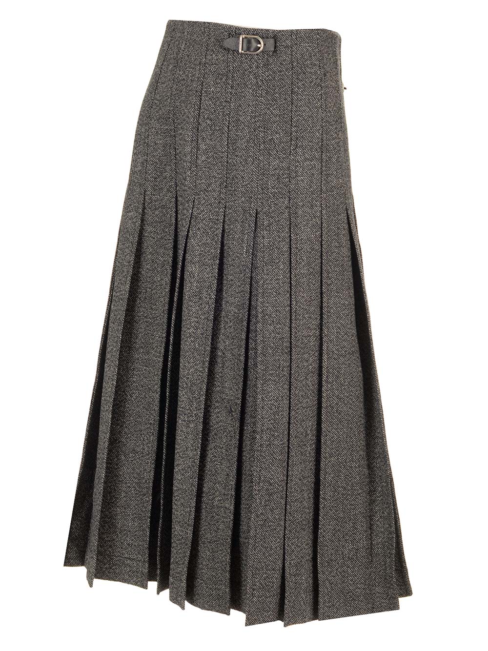 Durazzi Milano Pleated Midi Kilt Skirt Melange Black Skirts - Grey | db008e857e08cf1de89040dc6b6b6a6e0393c132