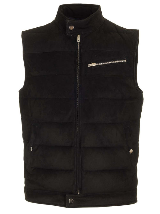 Suede Padded Vest Jackets Black
