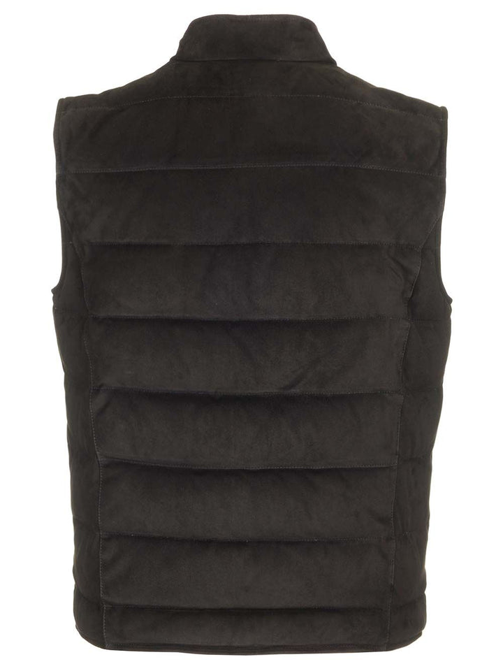 Al Duca D'Aosta Suede Padded Vest Jackets - Black | 4841f5d766a50faa1f16ffc26425b79563857345