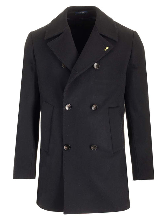 Short Double-Breasted Coat Jackets Blue