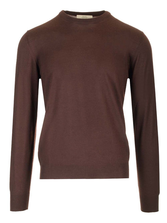 Crew Neck Sweater Knitwear Brown
