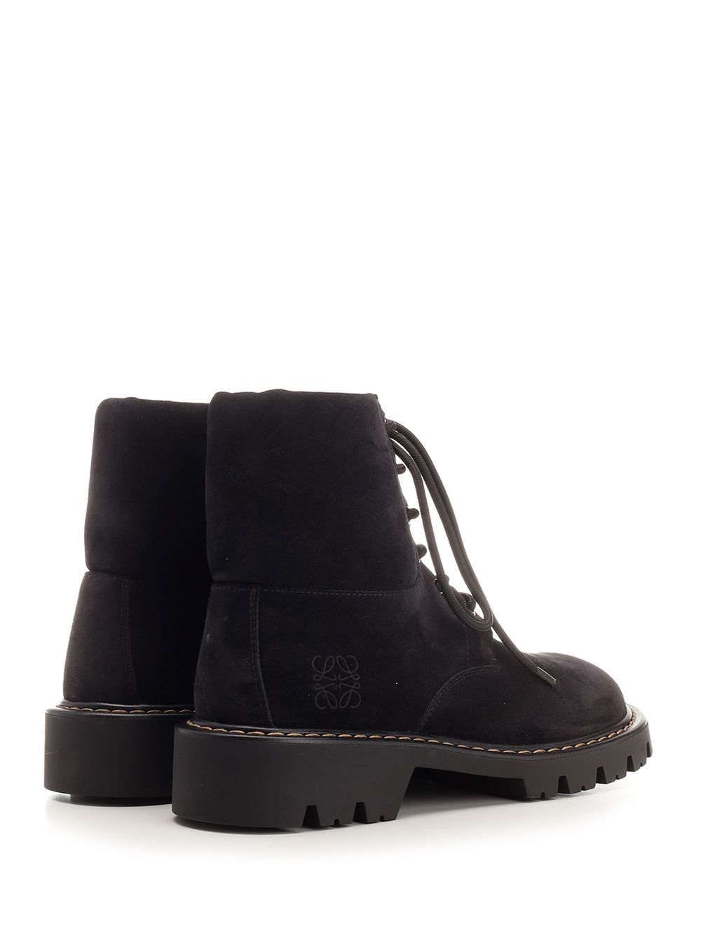 Loewe Sierra Combat Ankle Boot In Suede Boots - Black | 9e8880e6269b5e67dd6a45f6d81a27ebcb60e55b