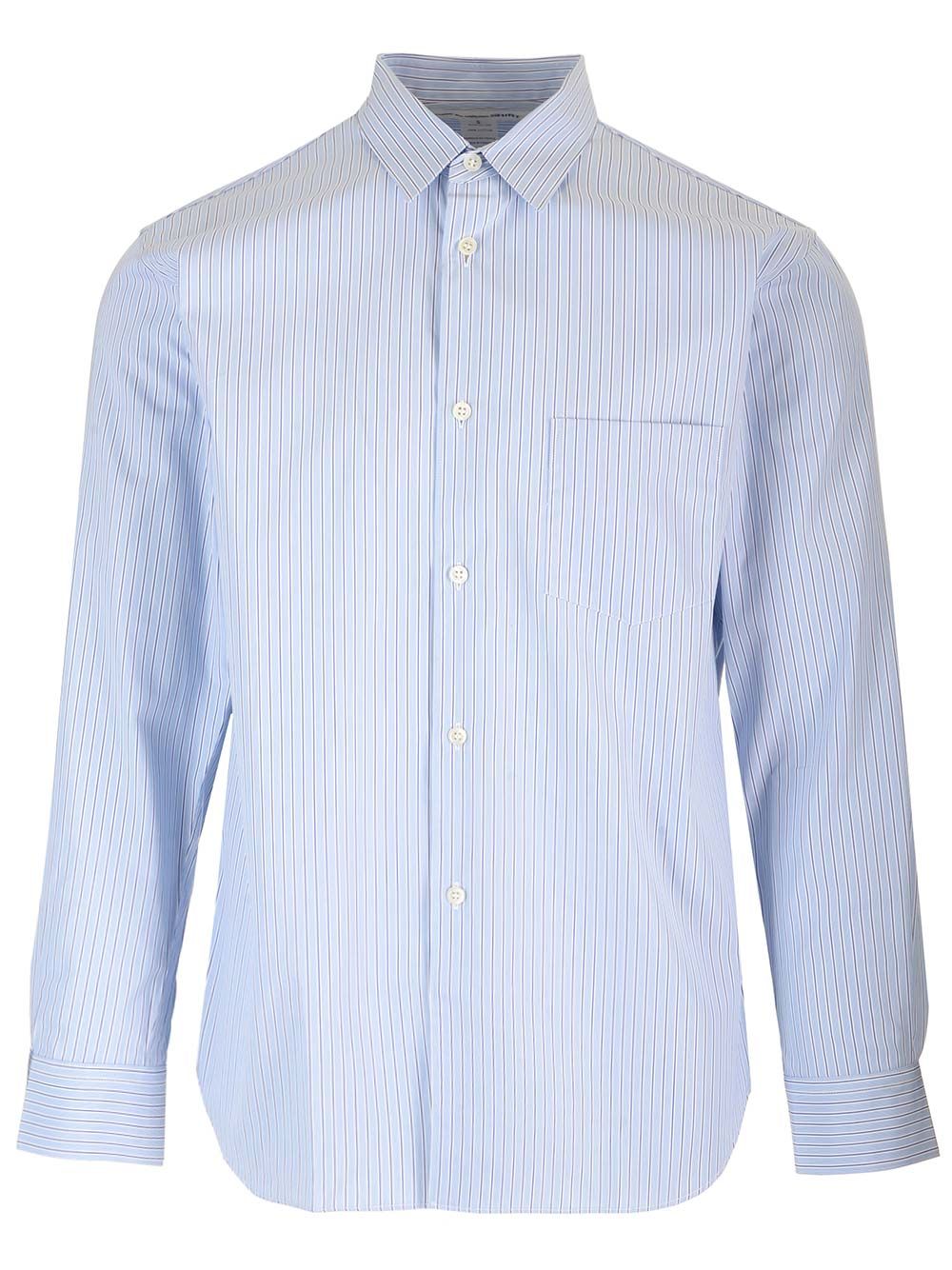 Comme Des GarçOns Shirt Striped Cotton Shirt Shirts - Light blue | 6c9f2188673e8af6381f63048d4c344ab01944e5