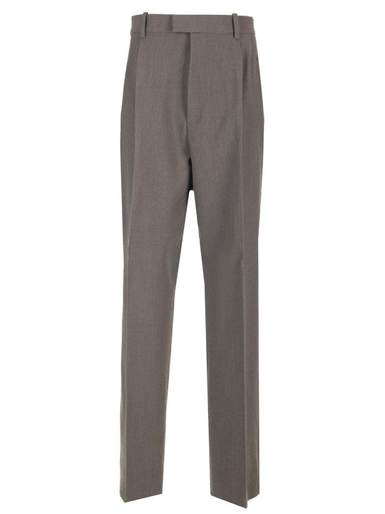 Stretch Wool Tricotine Trousers Grey