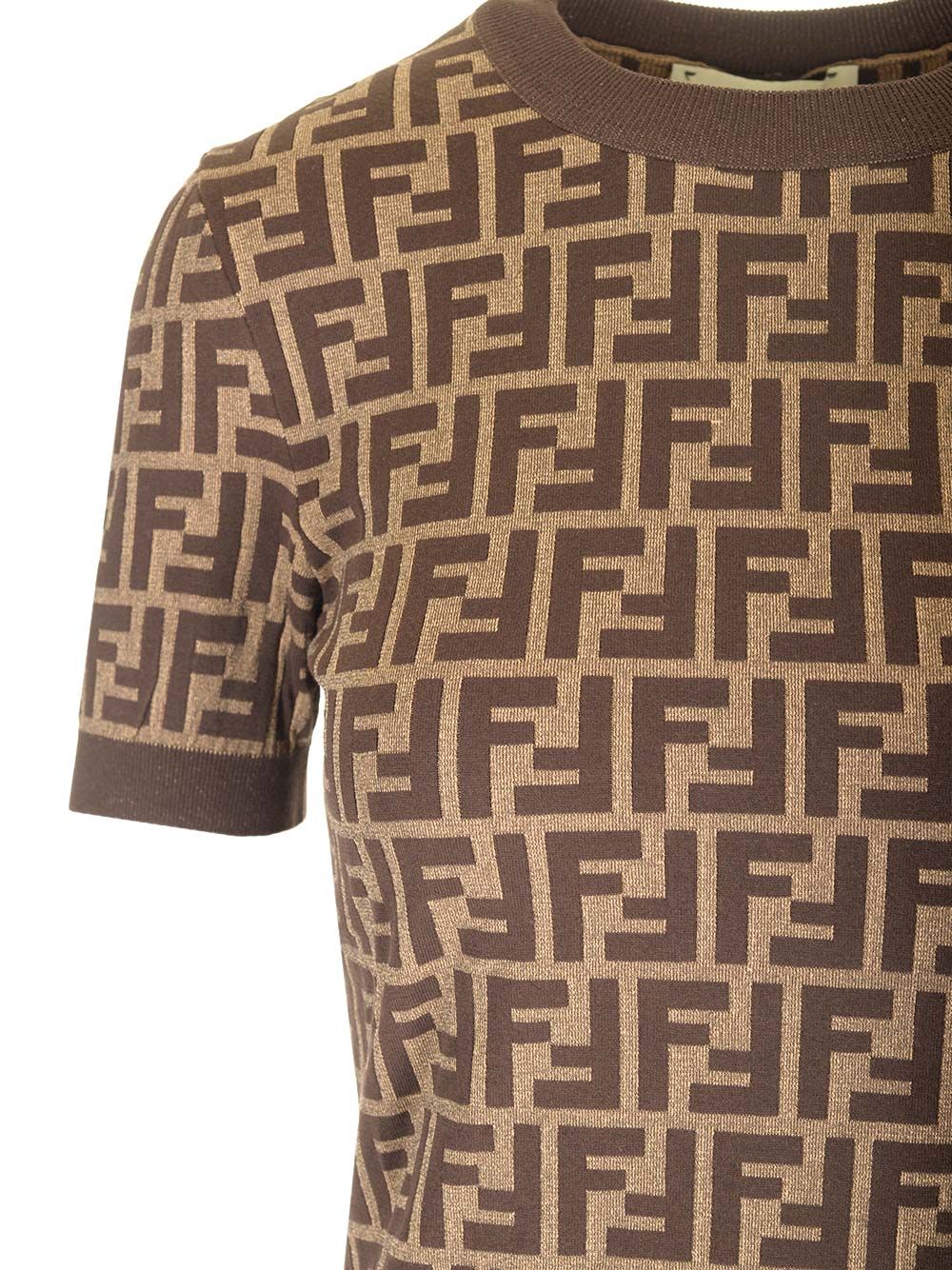 Fendi Ff Cotton Knit Top Knitwear - Brown | 0cac9bf6f190fcb8790e0443e29ca87bafb3f2ac