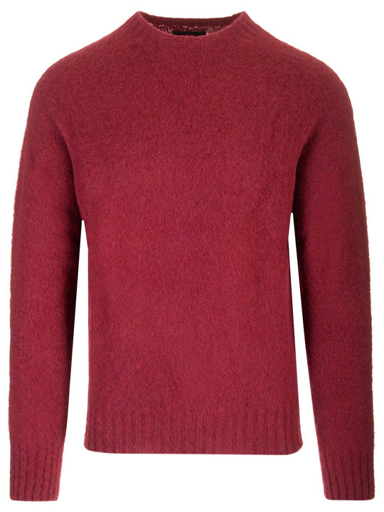 Shetland Wool Crew Neck Knitwear Bordeaux
