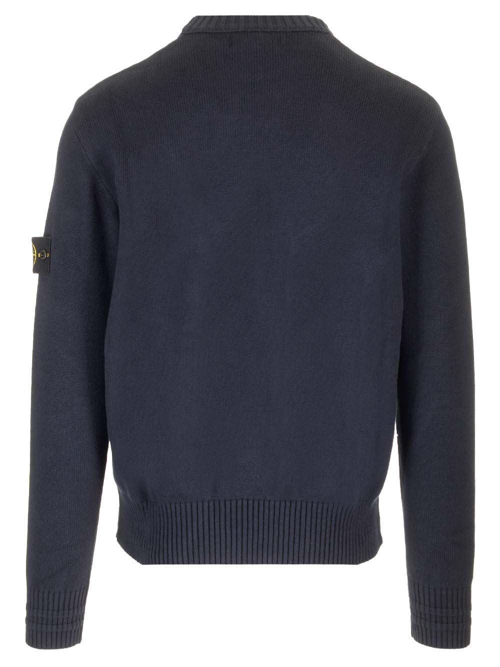 Stone Island Winter Cotton Crewneck Sweater Knitwear - Blue | 82b61ffdb7c66709eb08f99338573cab59b75bf4