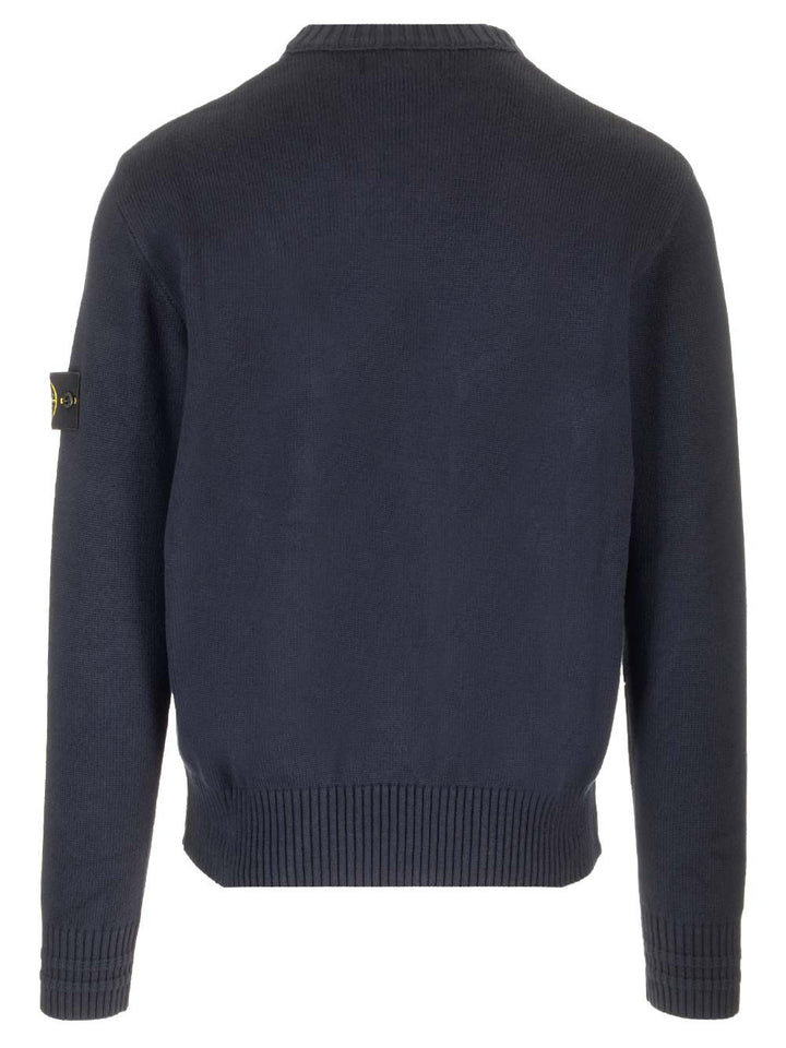 Stone Island Winter Cotton Crewneck Sweater Knitwear - Blue | 82b61ffdb7c66709eb08f99338573cab59b75bf4