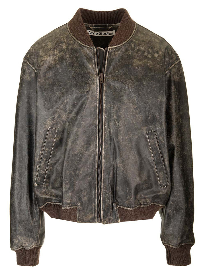 Acne Studios Leather Bomber Jacket Jackets - Black | e0e6a1bd8269111a698c9345a88cd00aafa827a0