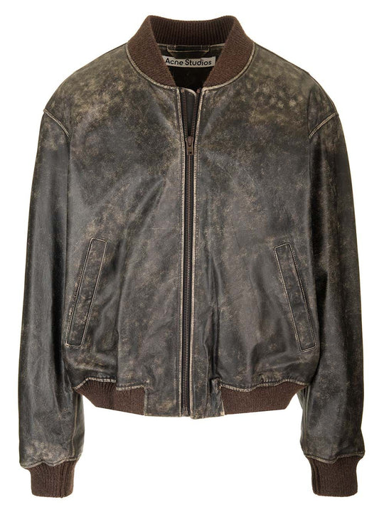 Leather Bomber Jacket Jackets Black