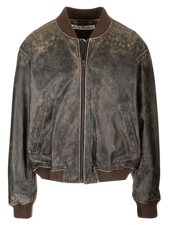 Leather Bomber Jacket Jackets Black