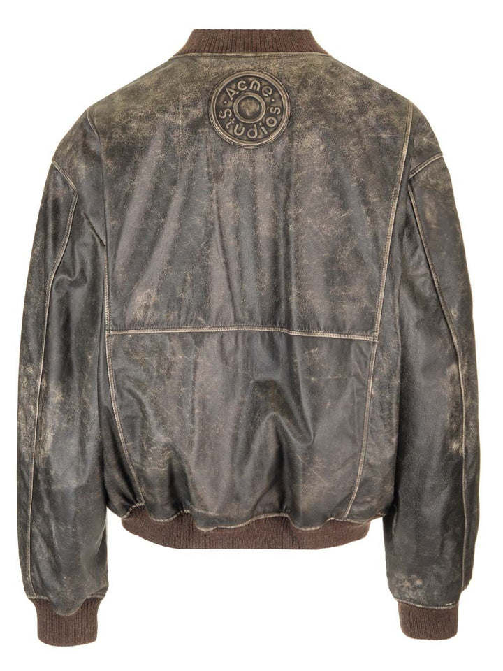 Acne Studios Leather Bomber Jacket Jackets - Black | 5a806dd4878298ac343925d7f8e59befe422ca09