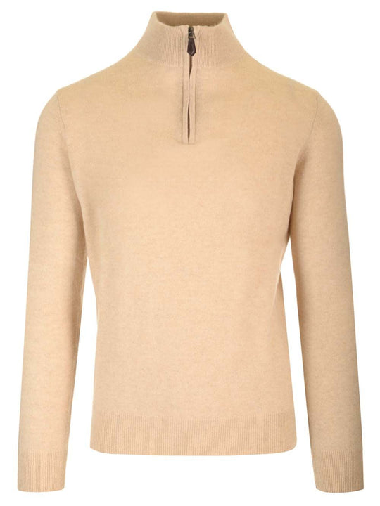 Maglia Serafino In Cashmere Knitwear Beige