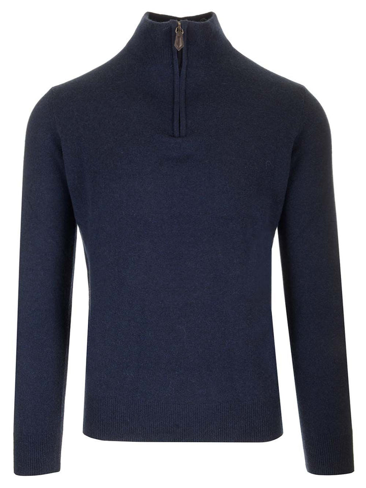 Al Duca D'Aosta Maglia Serafino In Cashmere Knitwear - Blue | aa0aaa4bb803b7b03040c966635a9d54771fcce5