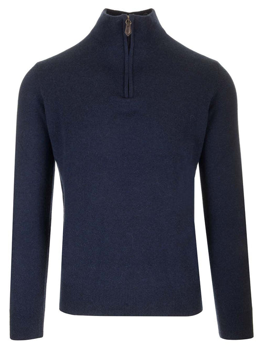 Maglia Serafino In Cashmere Knitwear Blue
