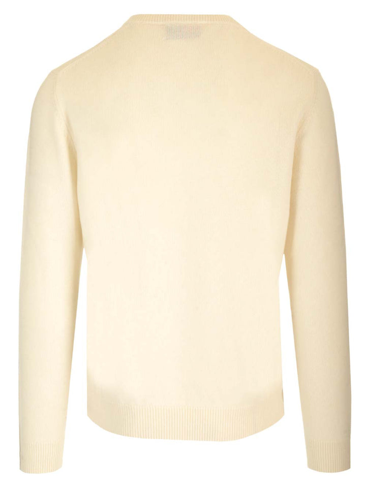 Ballantyne Double Yarn Cashmere Diamond Sweater Knitwear - White | 6fcb67ddf49c8eddc4772b32b404d7bd701de6c3