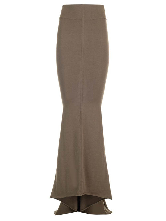 Taupe Knit Midi Skirt Skirts Brown