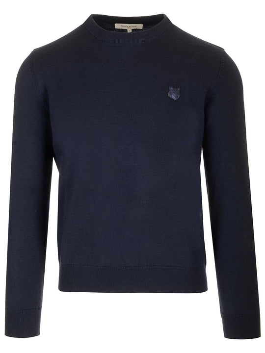 Bold Fox Head Patch Regular Jumper Knitwear Blue