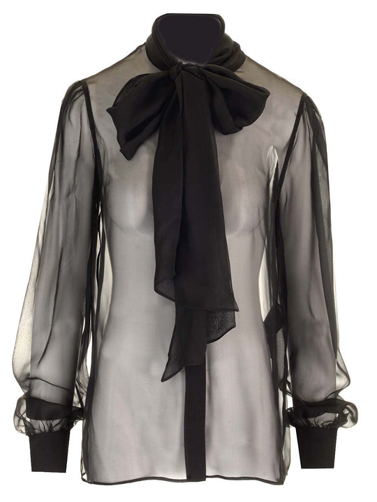Silk Muslin Blouse Tops Black