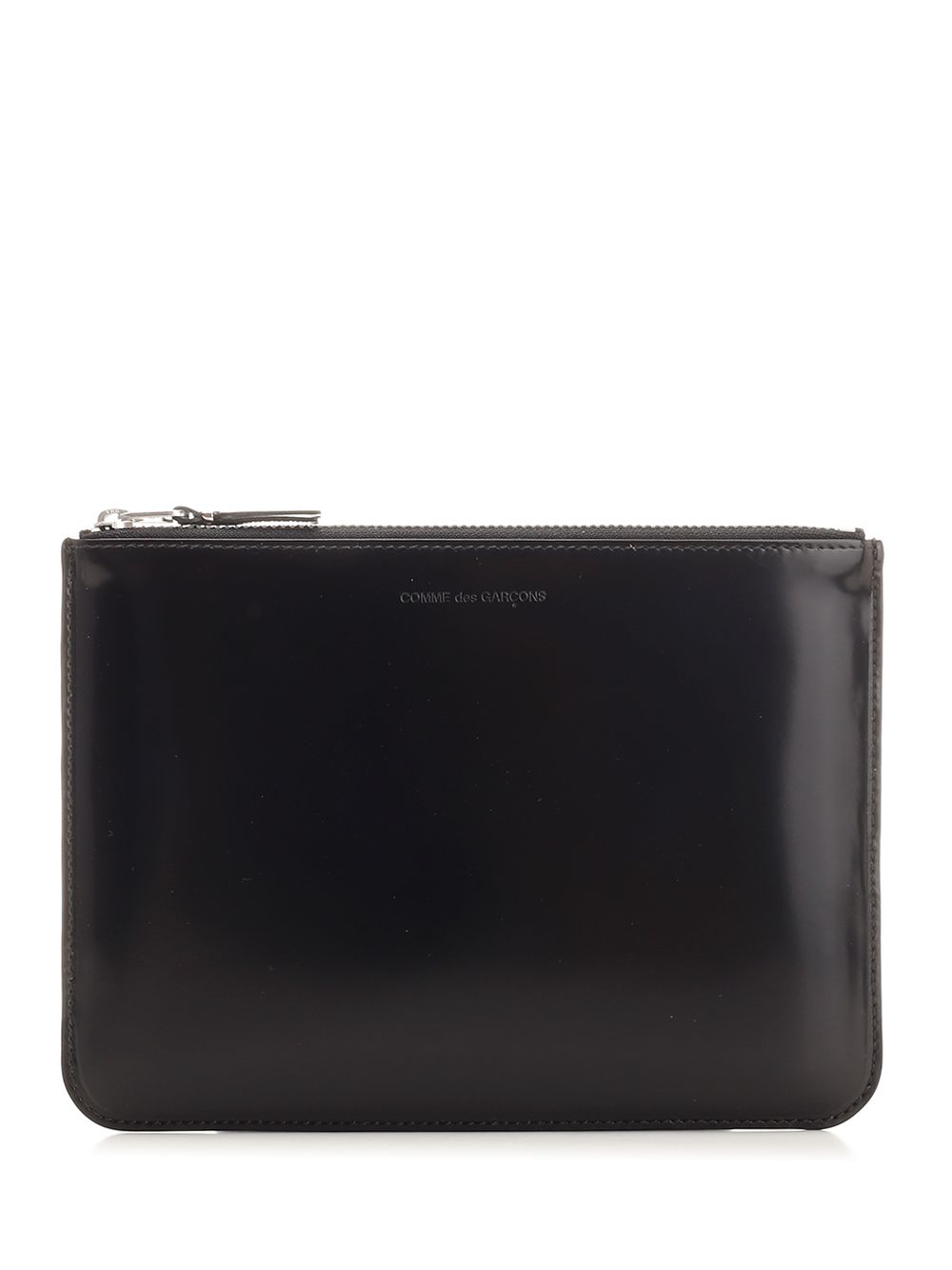 Comme Des Garcons Wallet Shiny Leather Pouch With Silver Interior Small leather goods - Black | 407d1c58c11d736344eab55db4cd0802d5cca9a2