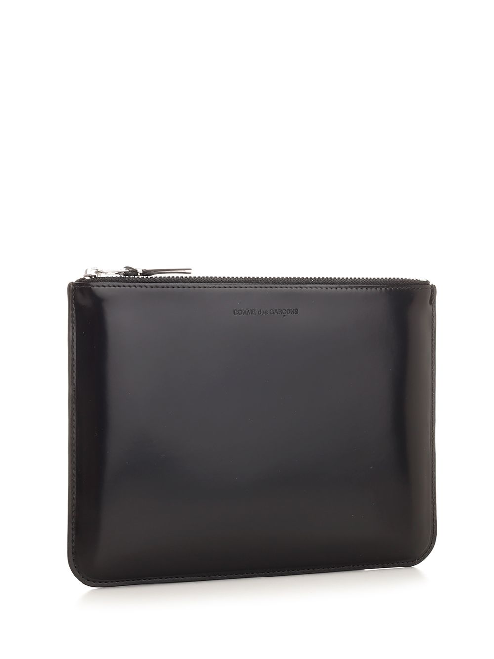 Comme Des Garcons Wallet Shiny Leather Pouch With Silver Interior Small leather goods - Black | f6f56fed236040960acd90d3ed916429eab20dcb