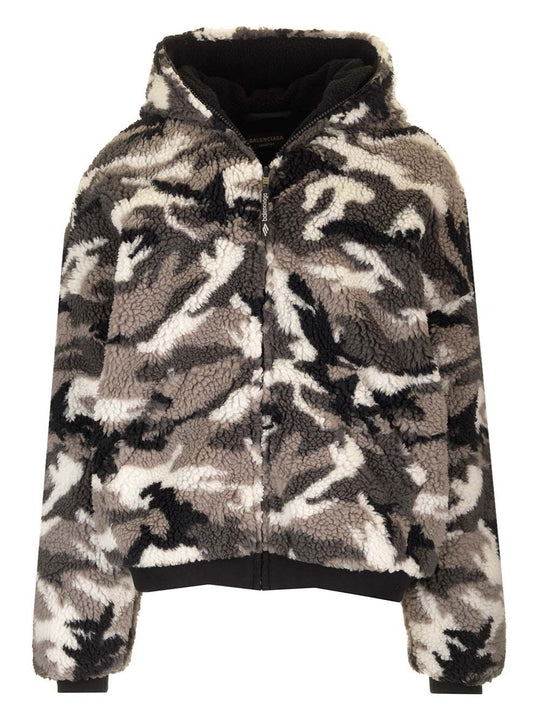 Fleece Hooded Sweatshirt Jackets Grey
