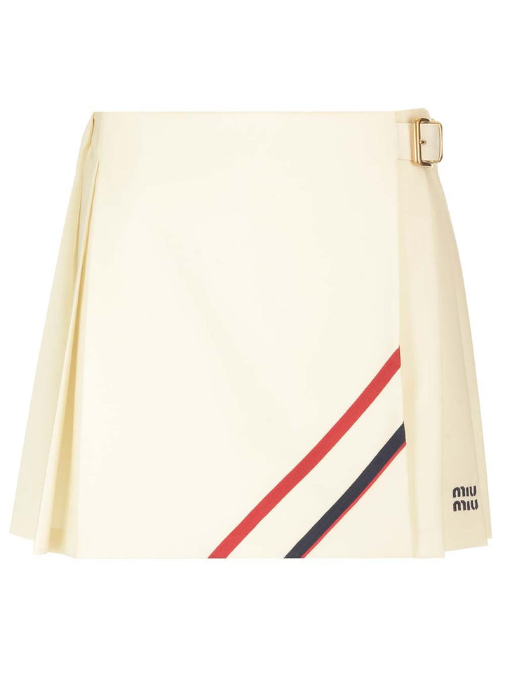 Miu Miu Pleated Mohair Canvas Skirt Skirts - Beige | 8b58f3a0e324bfa20f4163a7129e18ad42c9ff96