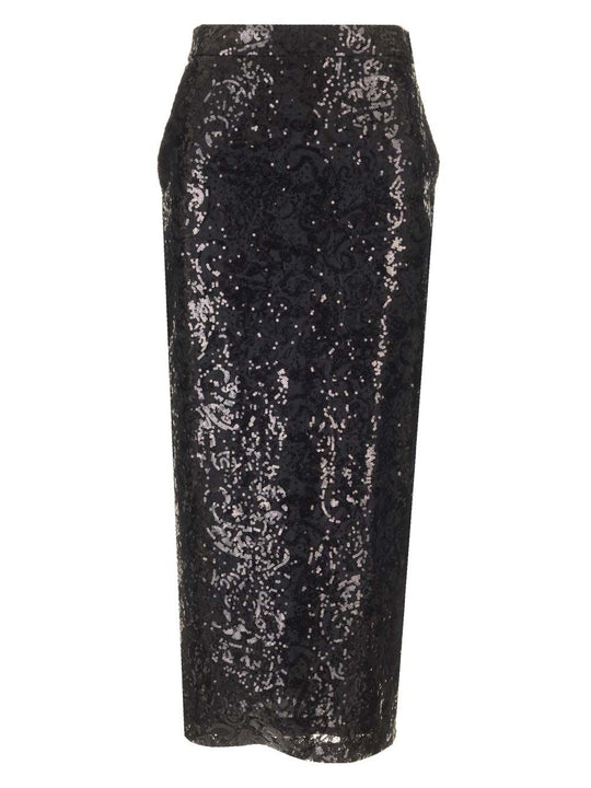 Lace Midi Pencil Skirt Skirts Black