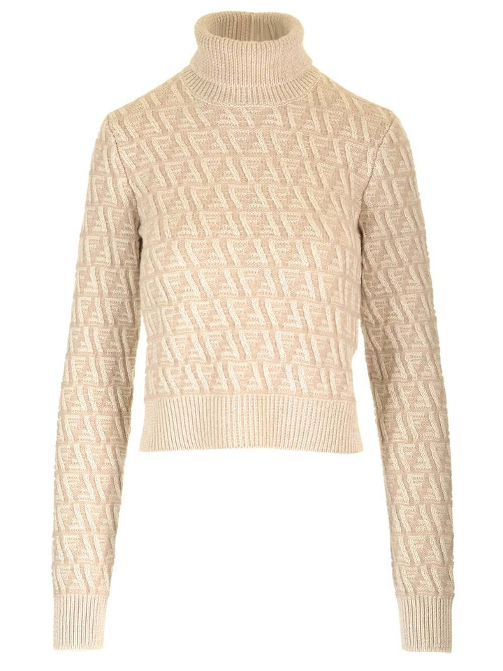 Fendi Wool And Cashmere Turtleneck Knitwear - Beige | b4a287ffe801ef0e1fdd40e18f464868a17d35d2