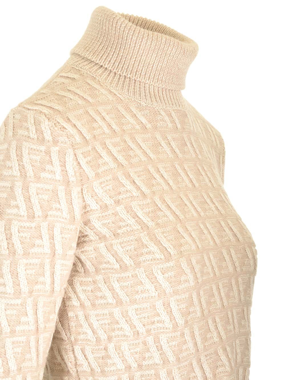 Fendi Wool And Cashmere Turtleneck Knitwear - Beige | 43ff8433848c073616b765b430bacc2e3c0a09e8