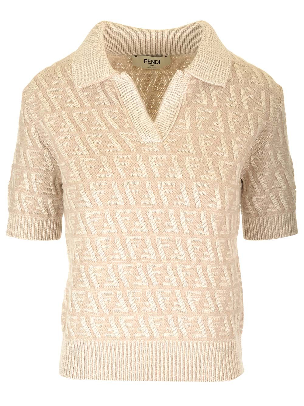 Fendi Short-Sleeved Polo shirt - Beige | cec4bedaadc3d7534a768a411ea5561d602bd7fc