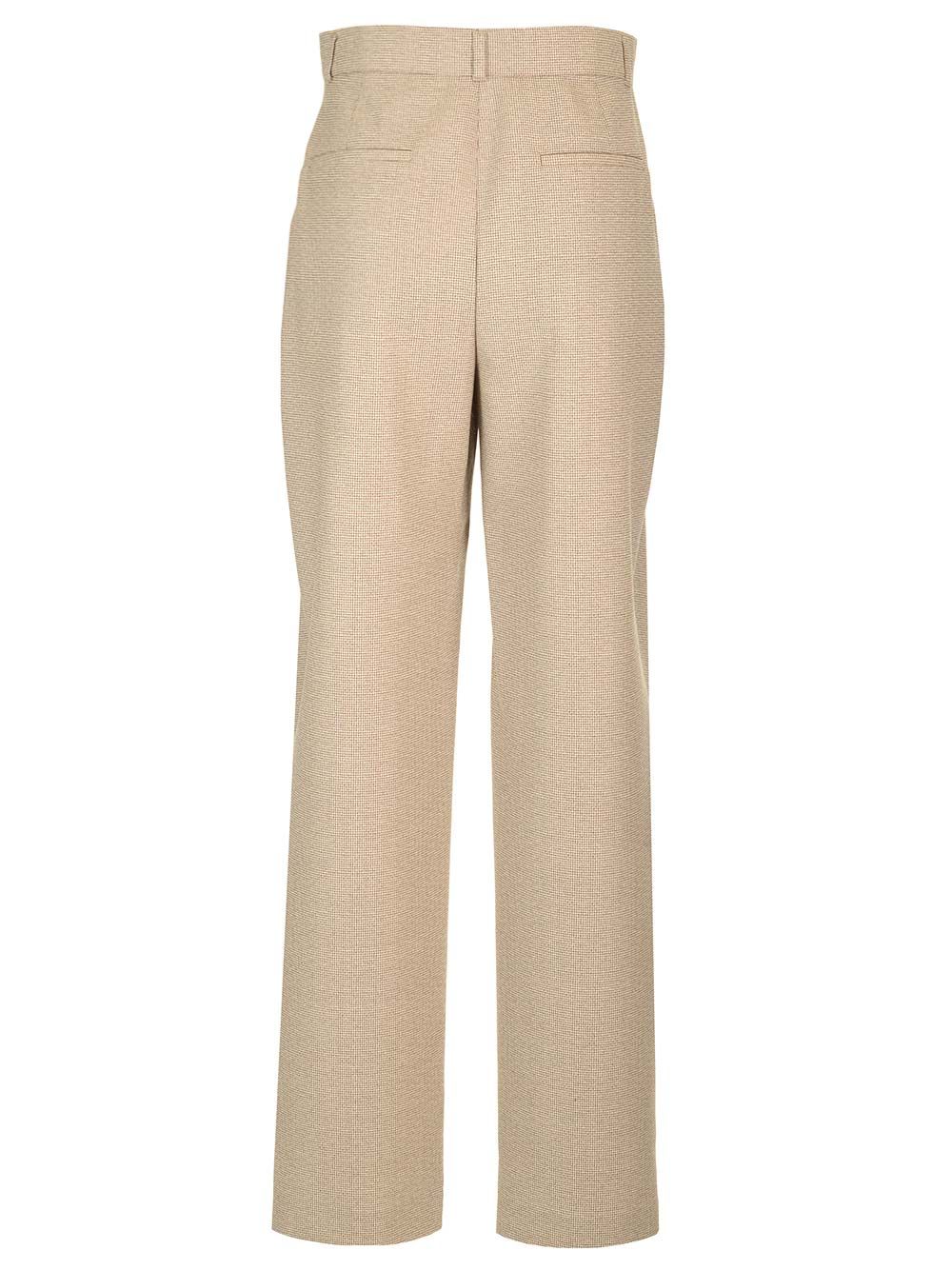Fendi Micro Check Wool Trousers - Beige | c8444f409109352576f4f02ca9da6109326c1fe9